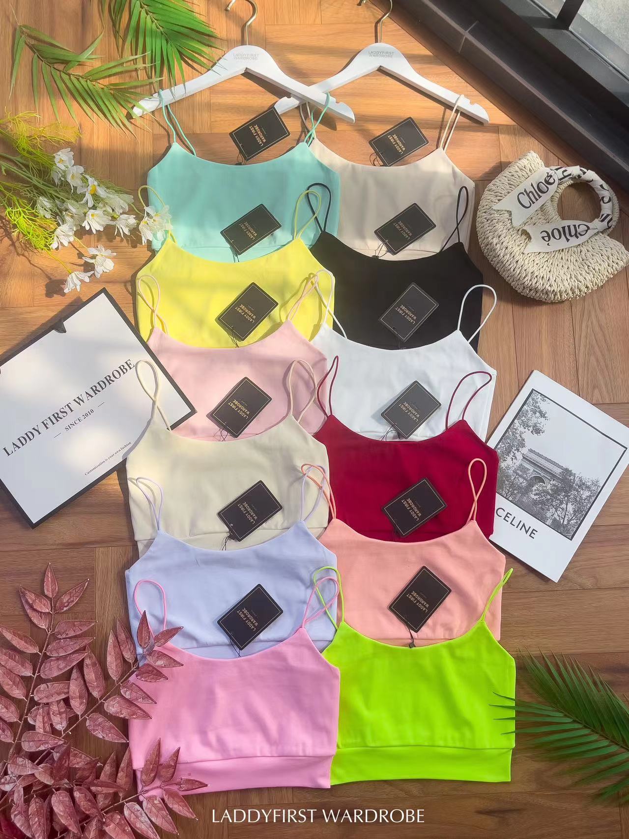 【T33761】独家爆款简约百搭系款肩带无袖前双后单纯棉内搭上衣 ❤❤ 【A-R2-C1】