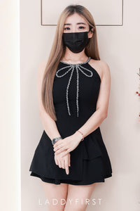 【SS2329】高品质两件式甜美风韩系精致蝴蝶套装 精致蝴蝶结无袖连衣裙➕层次蛋糕高腰裙子，内层有里布短裤 ❤️❤️【A-R1-C5】
