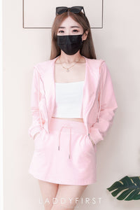 【SS3531】【独家小圆饼】高品质两件式卫衣棉简约休闲百搭套装 连帽长袖短版上衣外套➕抽绳松紧弹力高腰百搭裙子，内层有里布短裤，有口袋 ❤️❤️【F-R3-C6】