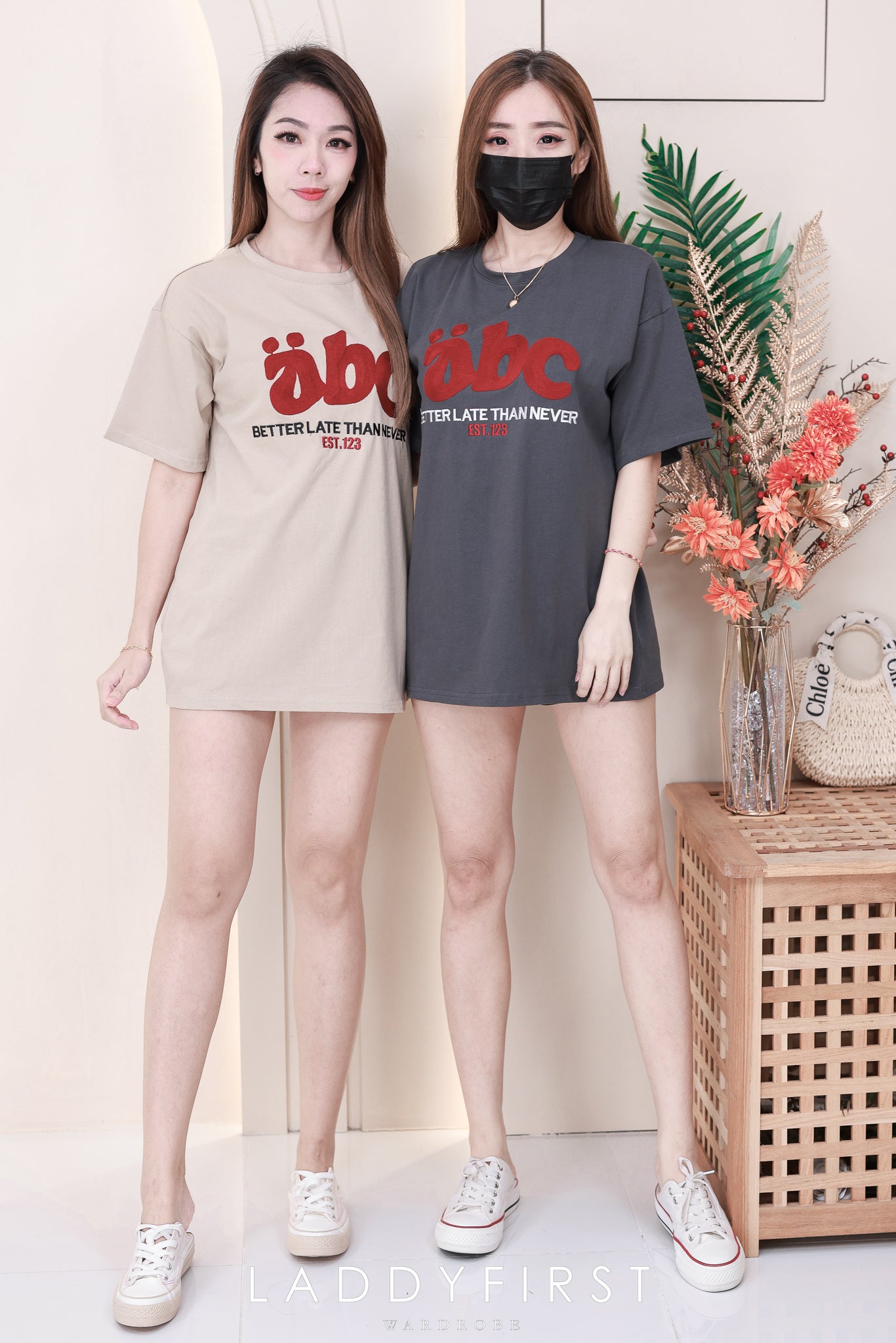 【O7601】abc刺绣圆领短袖 Oversized 休闲上衣❤️❤️