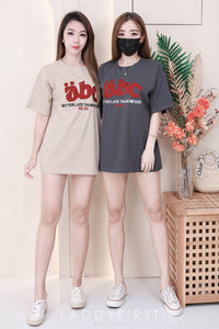 【O7601】abc刺绣圆领短袖 Oversized 休闲上衣❤️❤️【A-RU2】