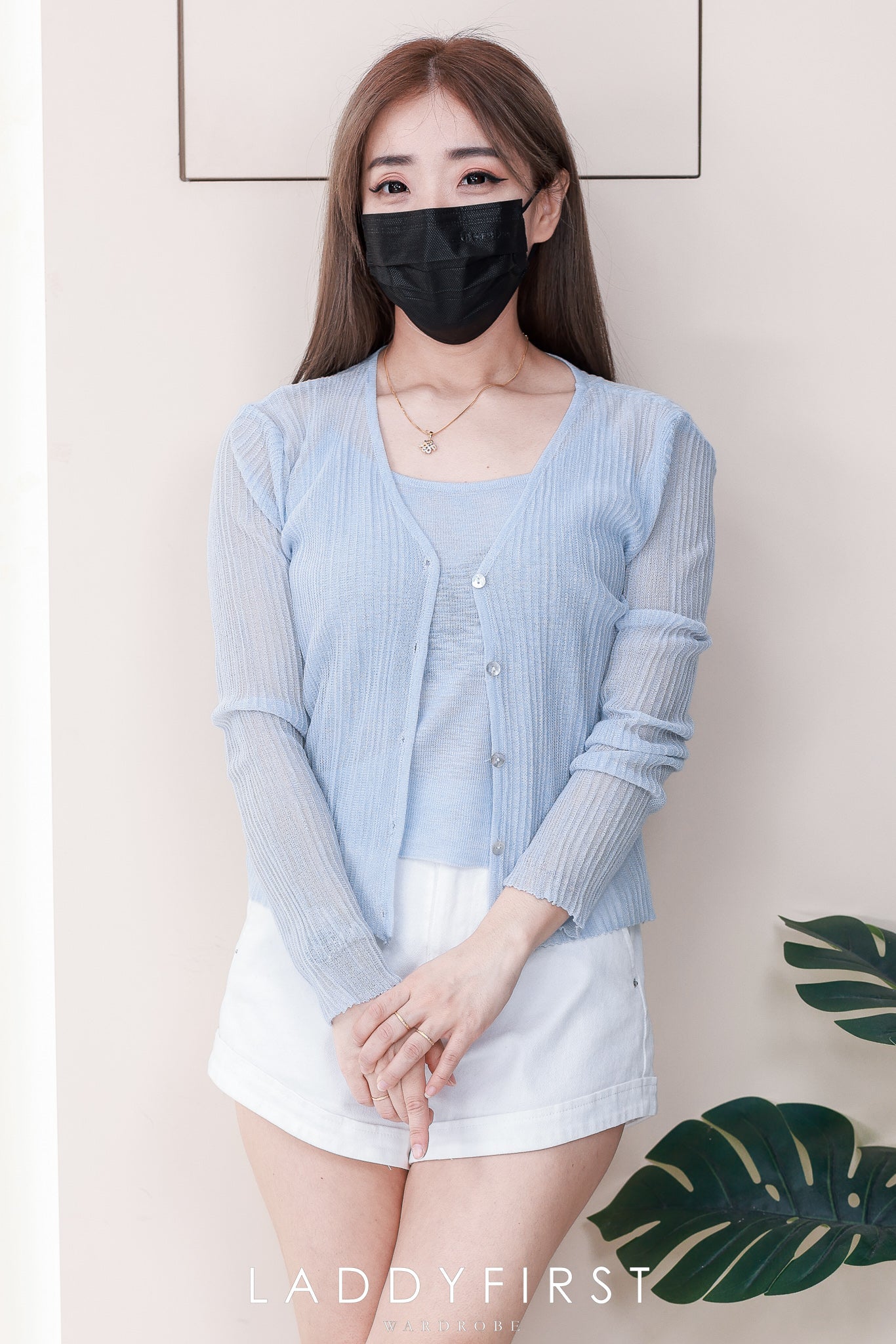 【T6973】高品质两件式针织内搭上衣➕长袖外套 ❤️❤️ 【B-R1-C2】