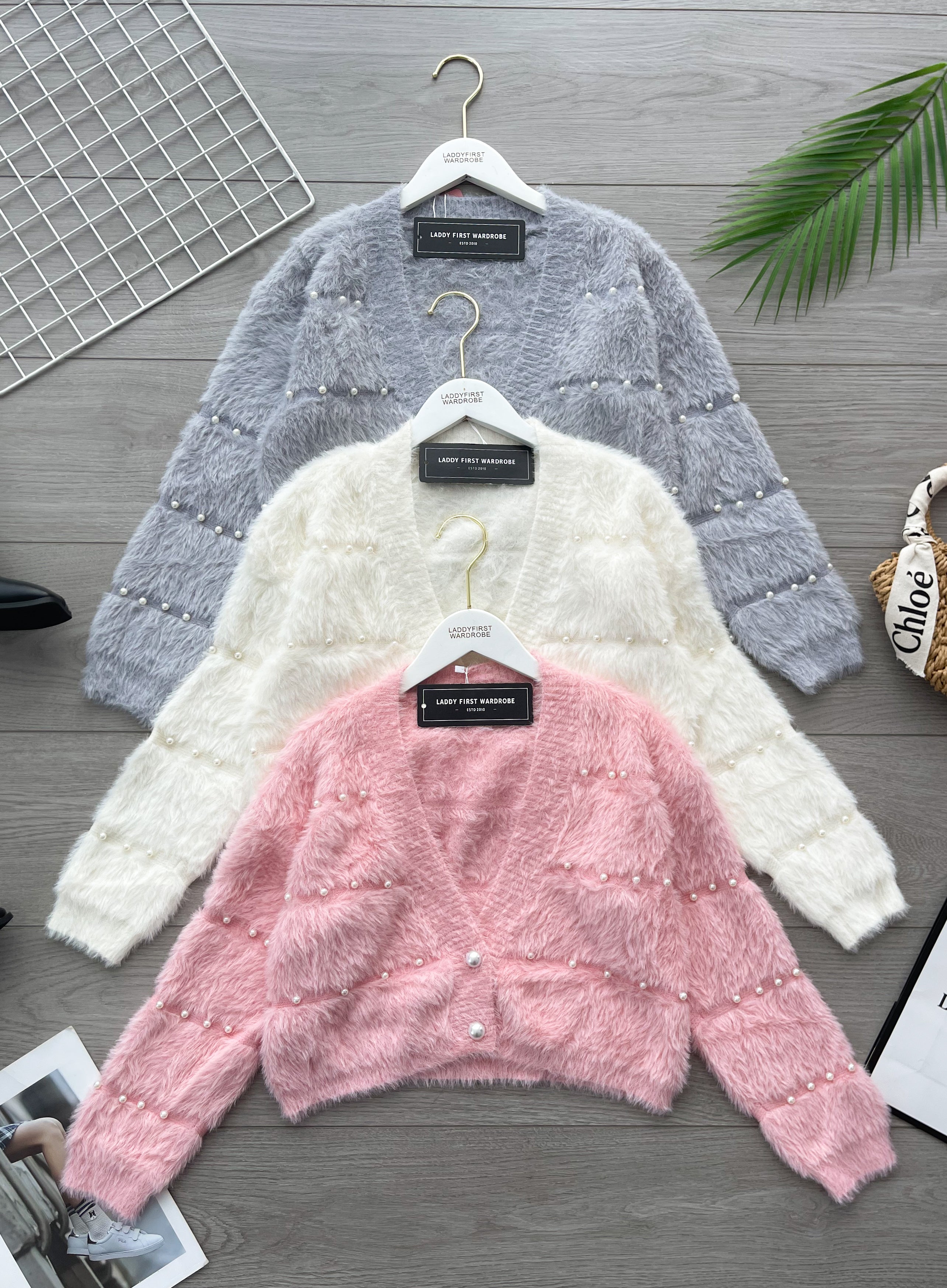 【JK6780】高品质舒服柔软细腻钉珠毛毛长袖外套 ❤❤