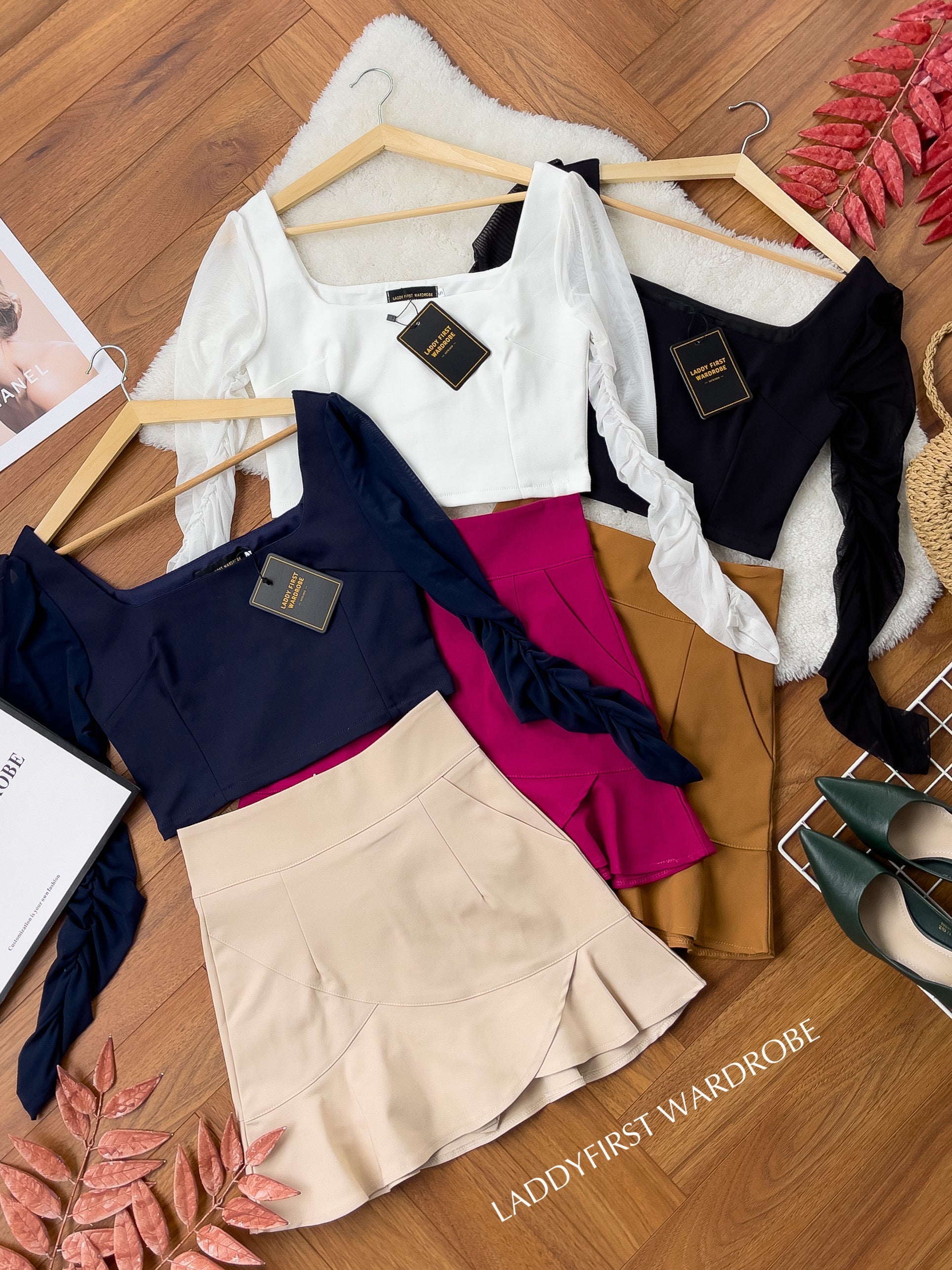 【S15032】高品质荷叶摆西装高腰裙子，内层里布短裤，有口袋 ❤️❤️