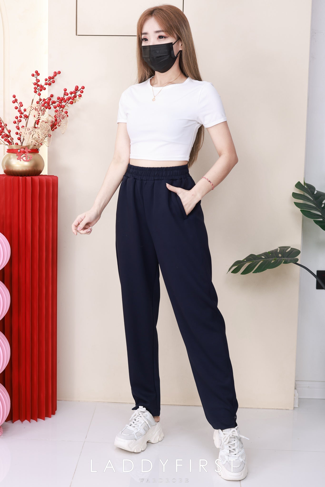 【L1191-1】⚡补货预订款⚡高品质空气棉松紧腰弹力运动休闲长裤，有口袋 ❤️❤️