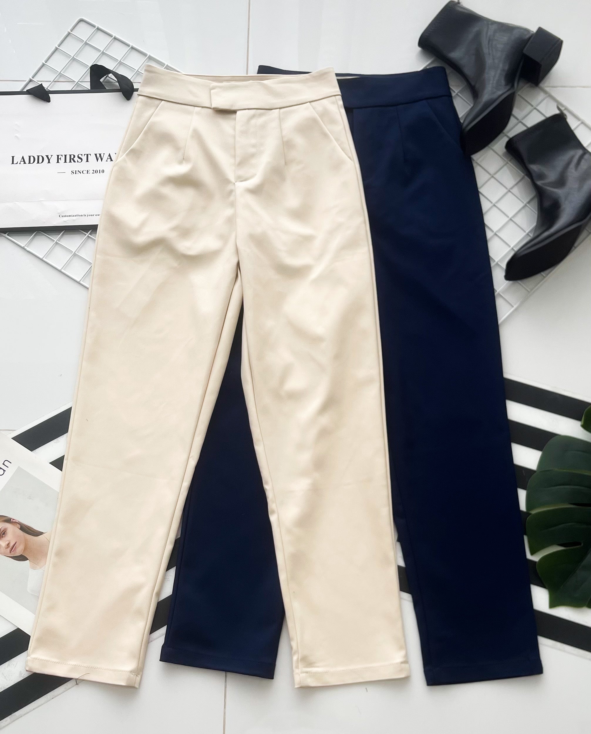 【L80390】高品质OL西装高腰九分长裤，有口袋 ❤️❤️