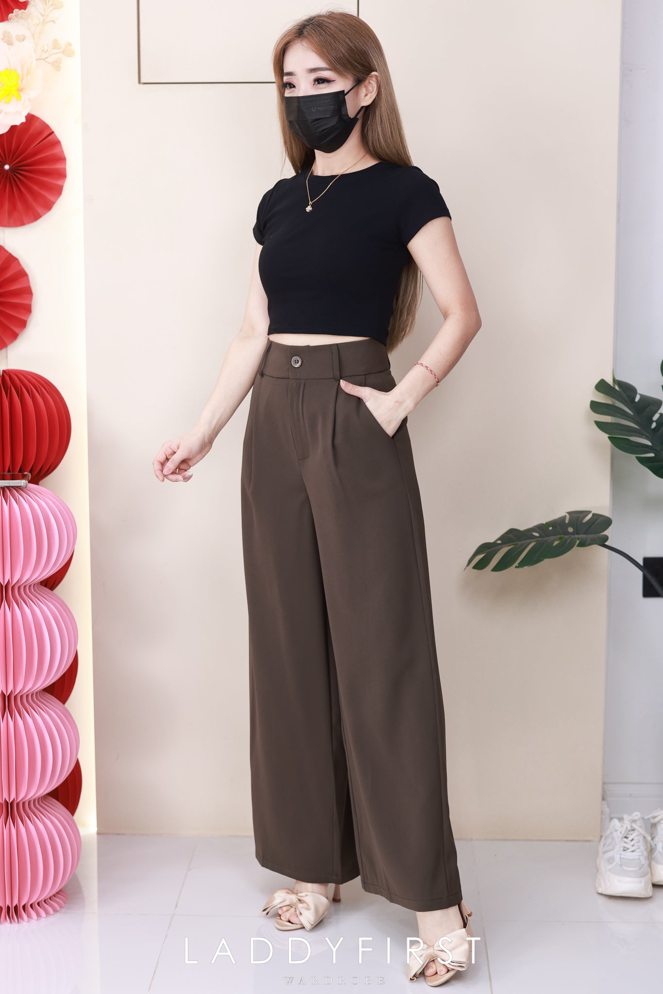 【L83012】高品质西装垂感阔脚高腰百搭长裤，有口袋 ❤️❤️【B-R2-C2】