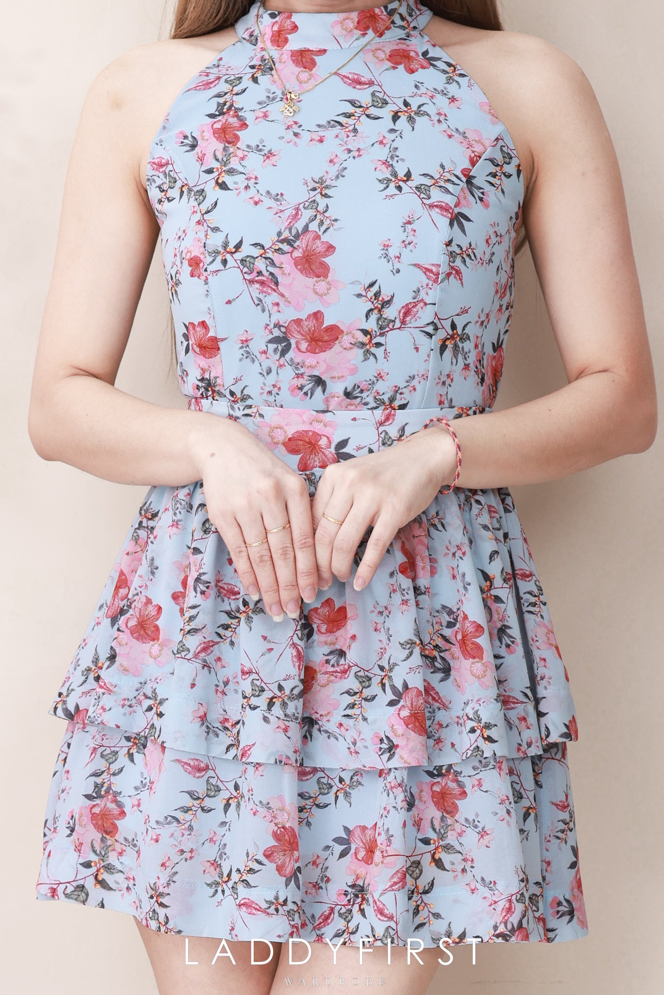 【SS8246831】高品质两件式雪纺碎花套装 雪纺碎花无袖上衣➕雪纺碎花蛋糕裙子，内层有里布短裤 ❤️❤️【B-R1-C5】