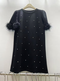 【D8907】🌟现货🌟 高品质镶钻袖子毛毛宽松连身裙子 ❤️❤️ 【B-R1-C1】