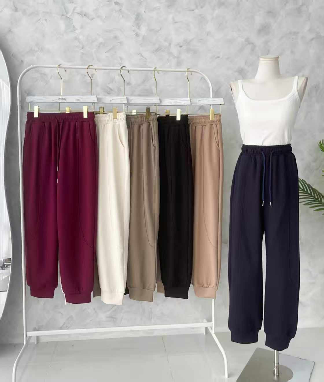 【L1192-1】⚡补货预订款⚡高品质空气棉松紧腰弹力运动休闲长裤，有口袋 ❤️❤️