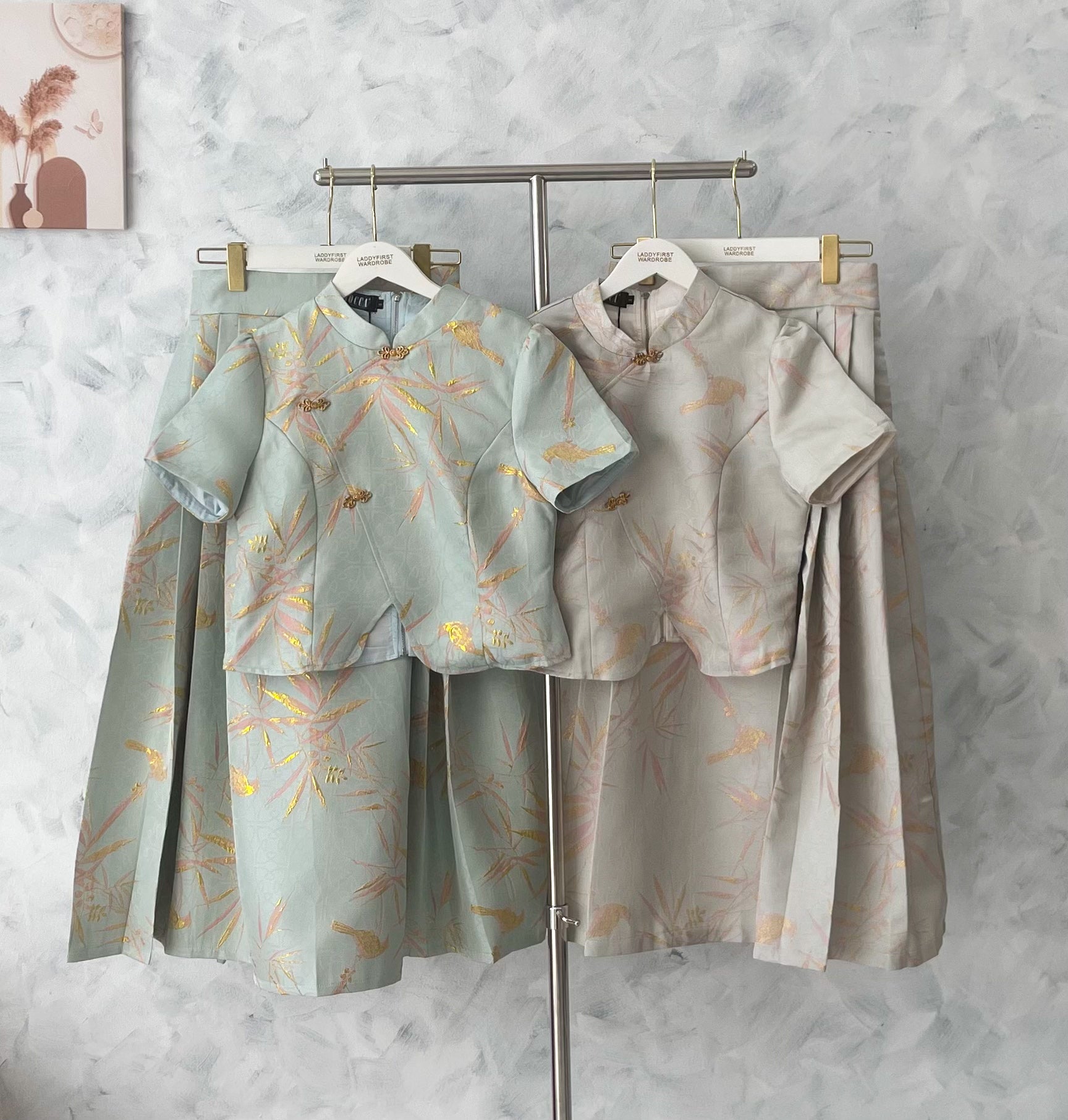 【SS614】【补厂家现货⚡⚡】高品质两件式高级感国风新中式马面裙提花旗袍套装 旗袍上衣➕马面长裙，有口袋 ❤️❤️