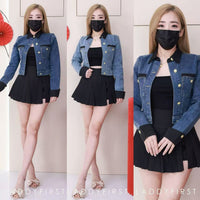 【JK3460】【LFW独家小圆饼】高品质COTTON JEANS精致纽扣翻领长袖百搭牛仔外套 ❤❤