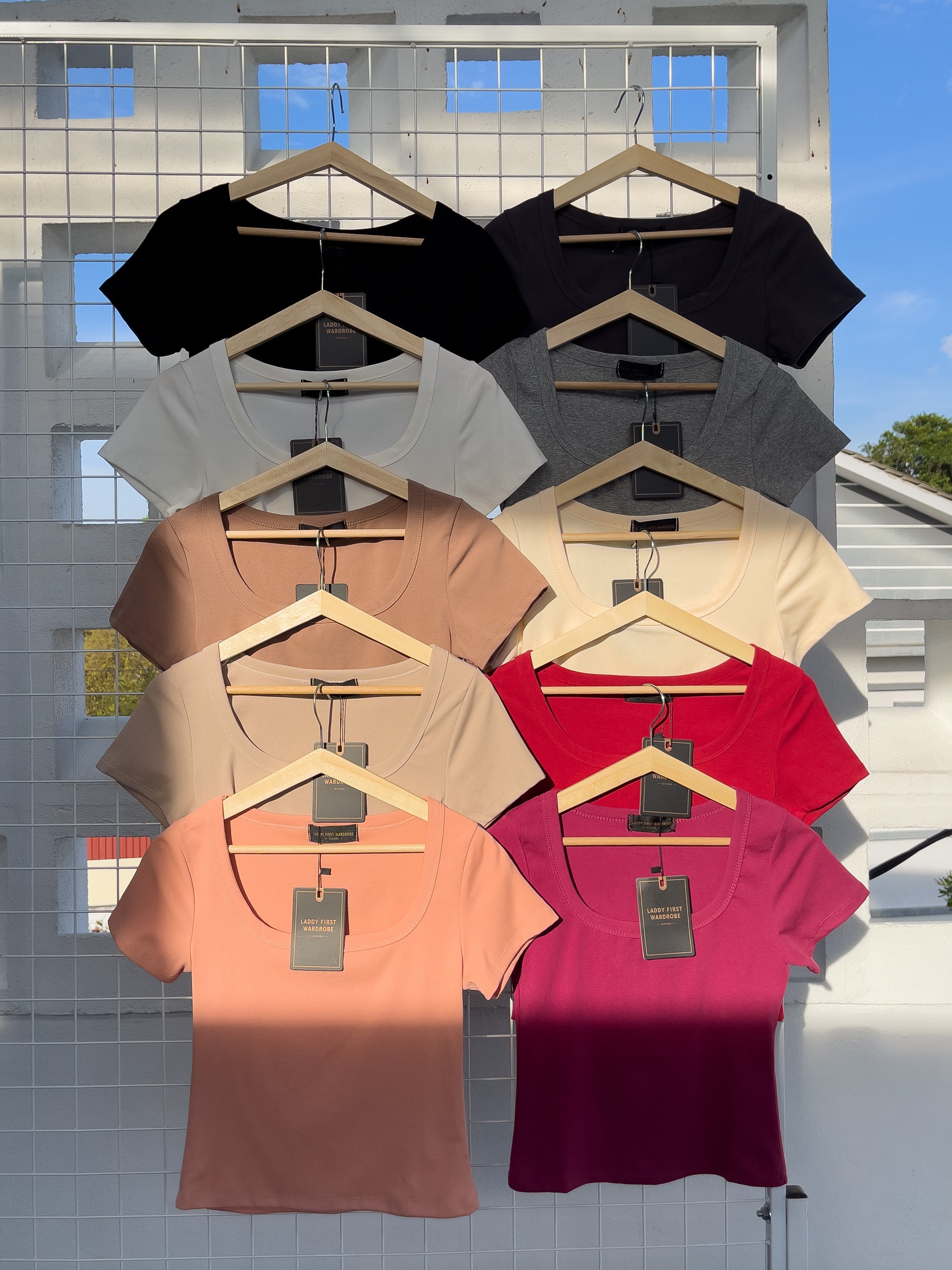 【T2342-1】⚡补货预订款⚡独家爆款高品质大U领短袖纯棉弹力简约日常百搭上衣 ❤❤