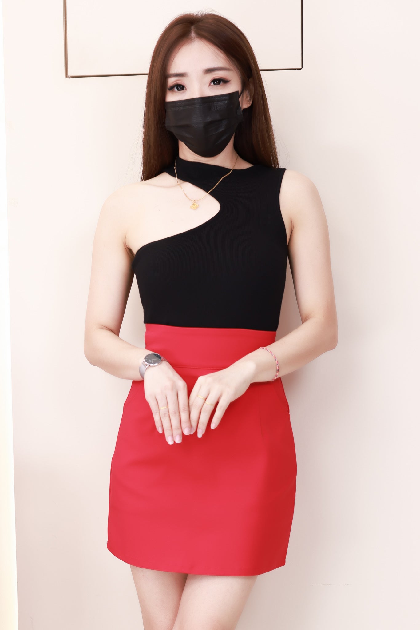 【S2129】【网站福利款✨】独家爆款高品质简约百搭款A字西装高腰裙子，内层有里布短裤，有口袋 ❤️❤️ 【C-R3-C4】