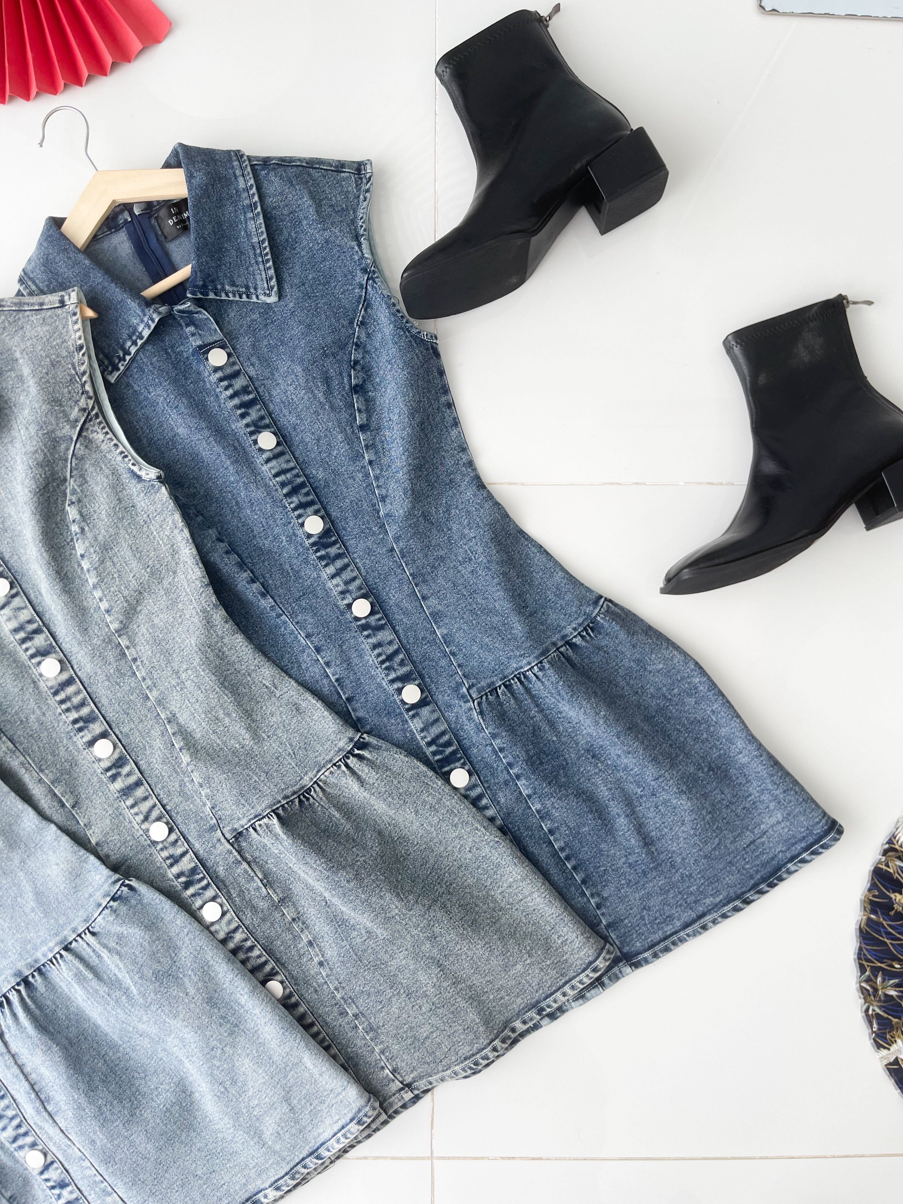 【D6755】高品质欧美时尚宽松版慵懒风牛仔连身裙子 ❤❤【A-R1-C6】