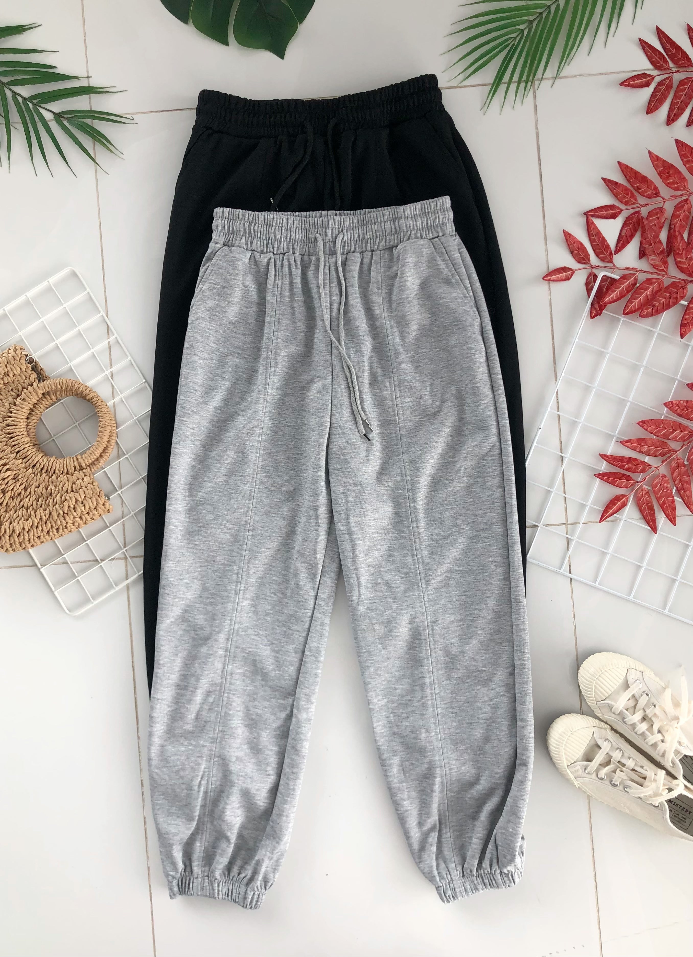 【L8817】高品质卫衣棉质松紧腰弹力休闲百搭运动长裤，有口袋 ❤❤ 【A-R1-C1】