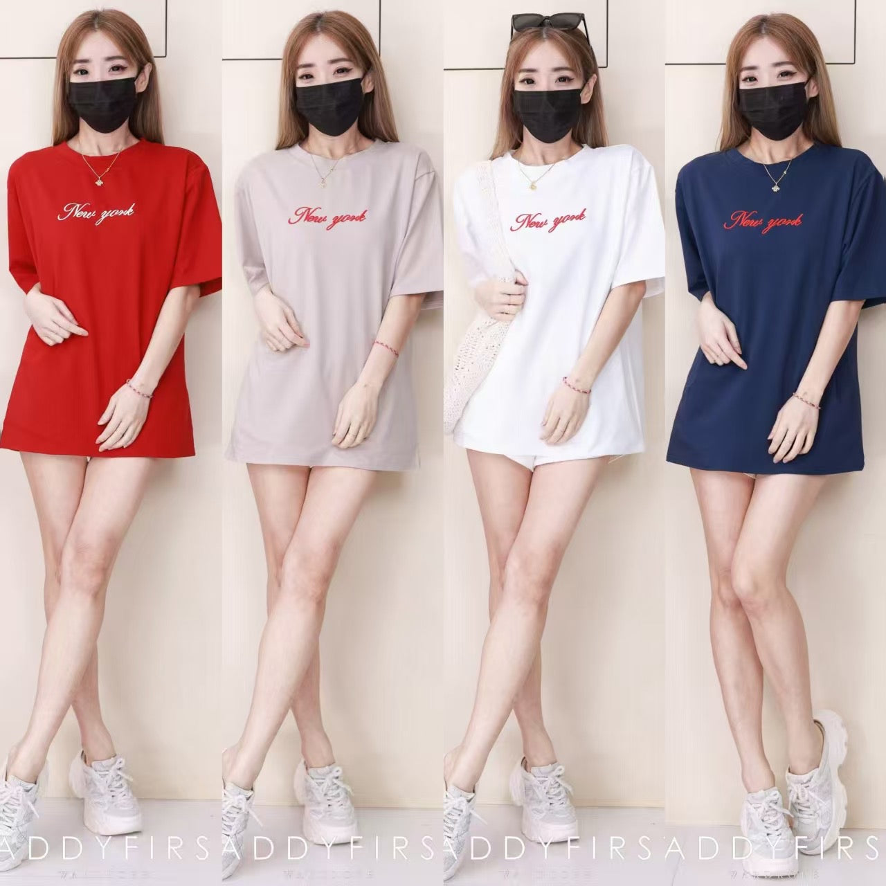 【T82997】高品质New york 刺绣宽松纯棉日常oversized百搭上衣 ❤❤ 【B-R1-C6】