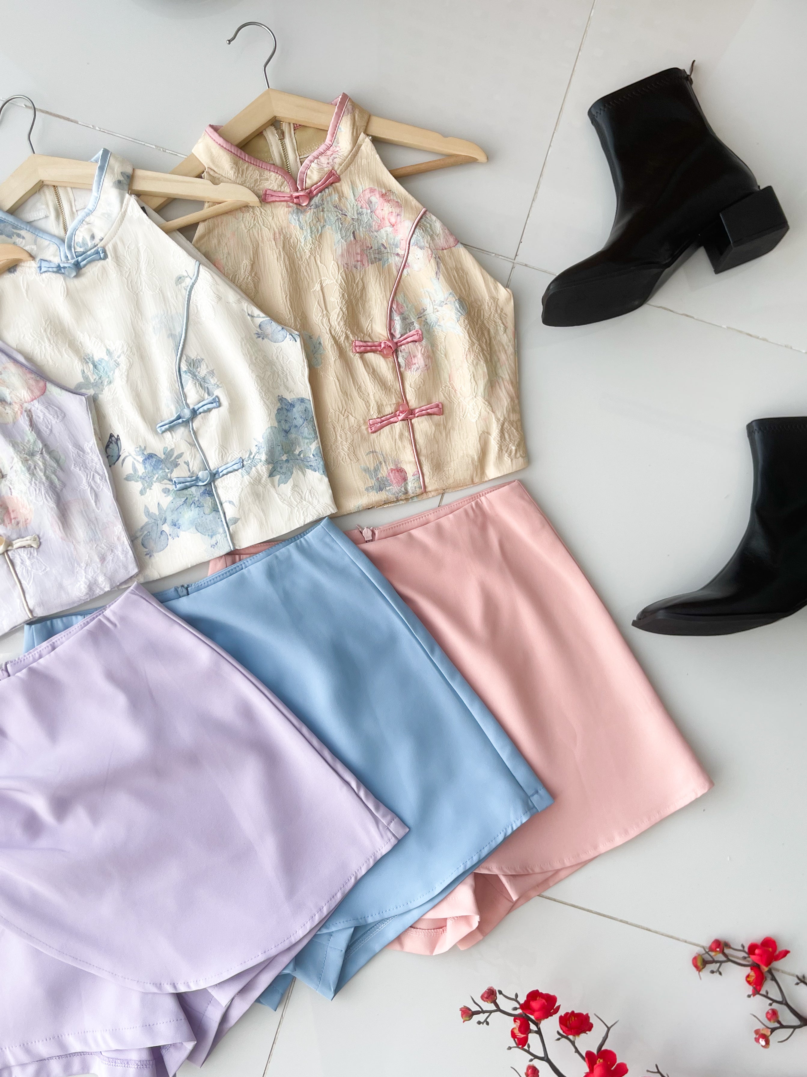 【SS8239211】高品质两件式高端大气名媛风提花旗袍套装 CUT IN无袖提花旗袍上衣➕西装高腰百搭裤裙 ❤️❤️