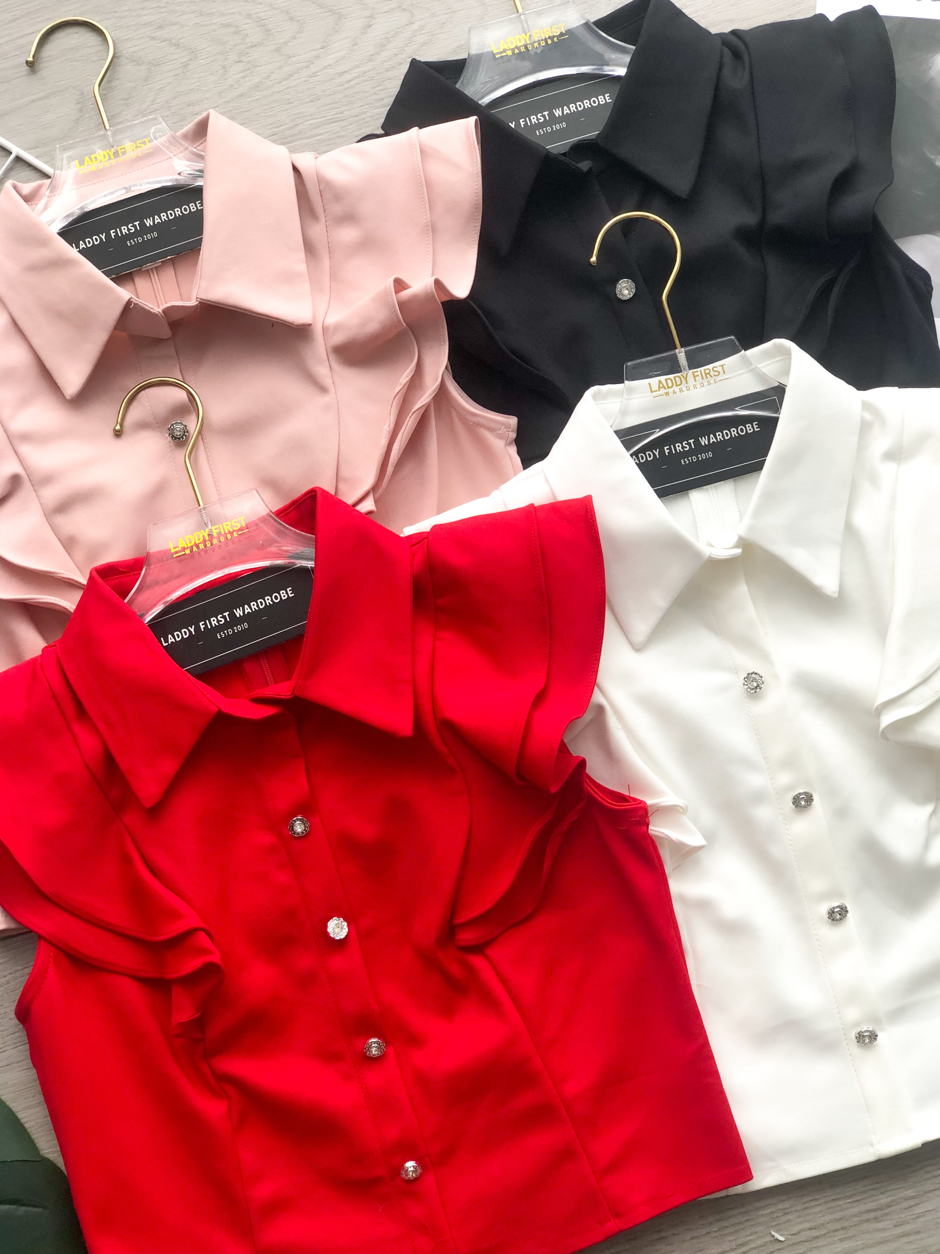 【T2174】高品质名媛荷叶小飞袖西装时装上衣 ❤❤