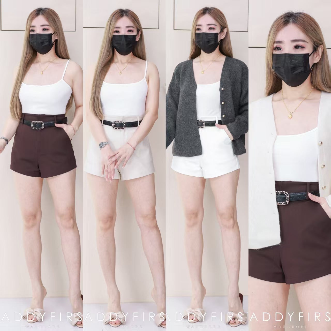 【S6374】高品质简约时尚西装高腰休闲百搭短裤，搭配配送精致腰带，有口袋 ❤️❤️ 【A-R1-C1】