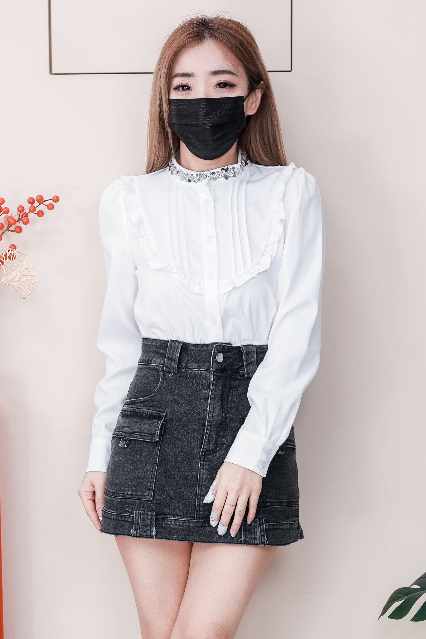 【S5363】高品质御姐风收腰显瘦厚实牛仔前裙后裤高腰百搭裤裙，有口袋 ❤️❤️