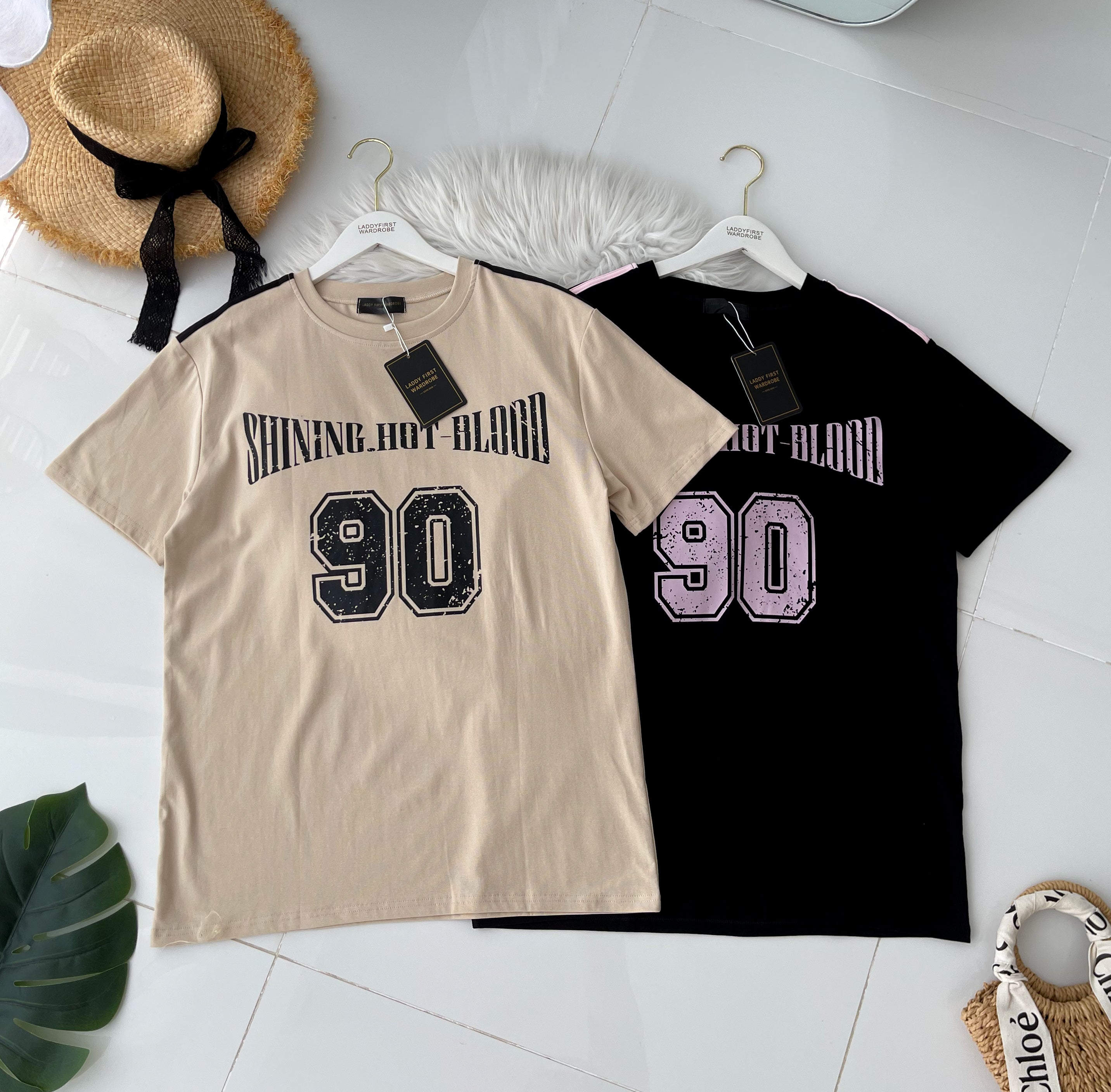【T14262 / 9063 】高品质圆领90字母拉线设计OVERSIZED 上衣 ❤❤