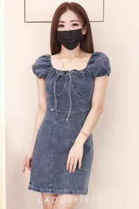 【D7113】高品质COTTON JEANS极简简约雪花牛仔连身裙子 ❤❤【B-R1-C5】