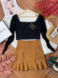 【S15032】高品质荷叶摆西装高腰裙子，内层里布短裤，有口袋 ❤️❤️