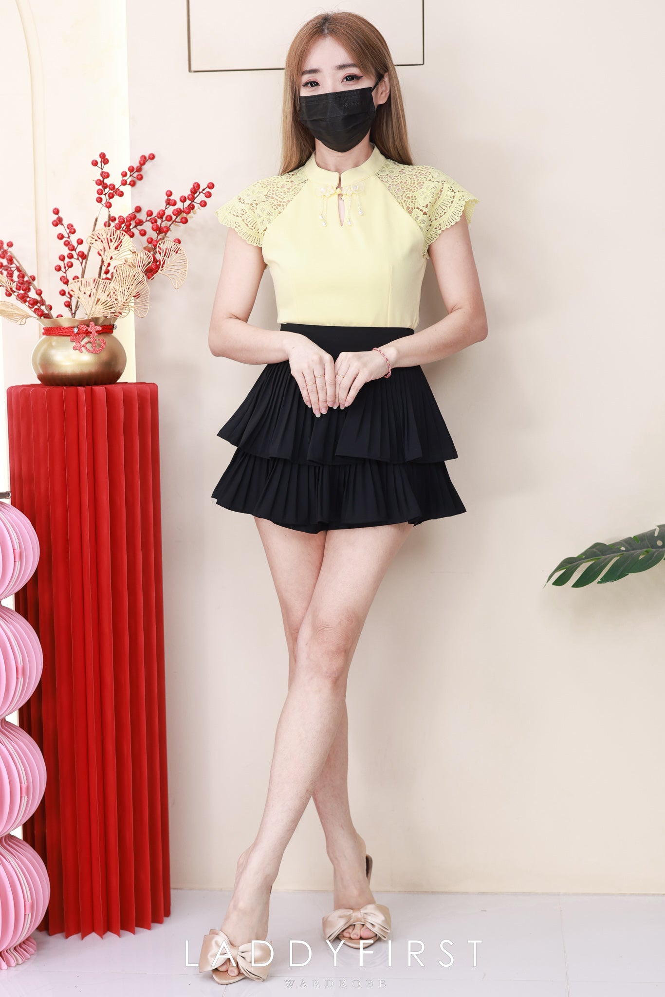 【T6936】高品质罗马拼接水溶蕾丝袖子旗袍上衣 ❤❤