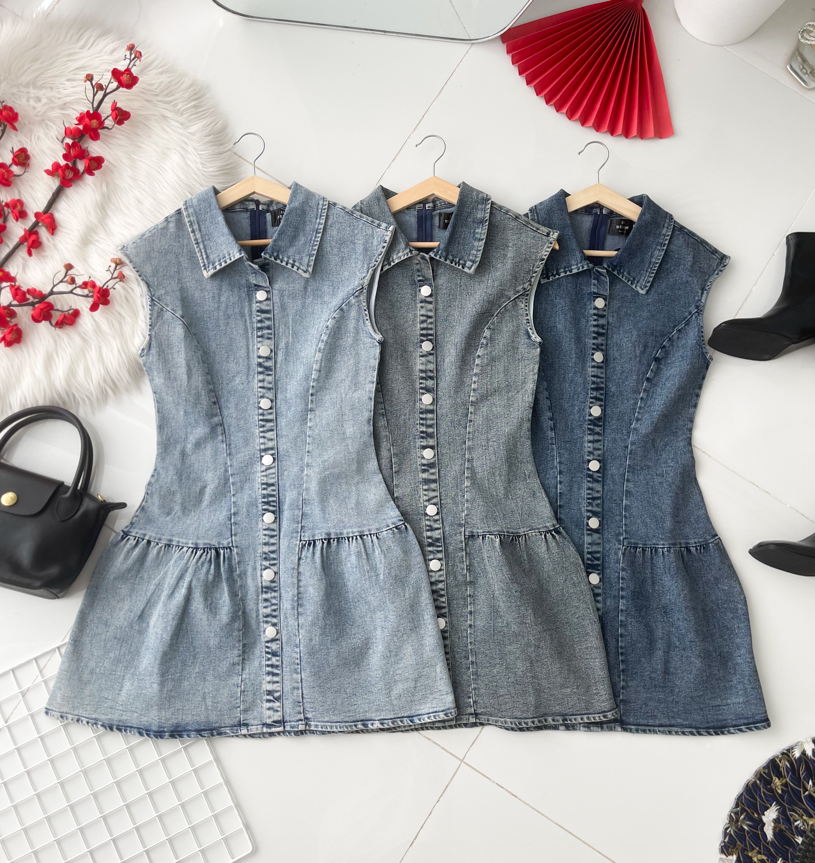 【D6755】高品质欧美时尚宽松版慵懒风牛仔连身裙子 ❤❤【A-R1-C6】