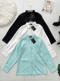 【T80340】＊订单不断＊ 独家爆款高品质韩式宽松版多巴胺色系翻领长袖西装衬衫上衣❤️【A-R1-C5】