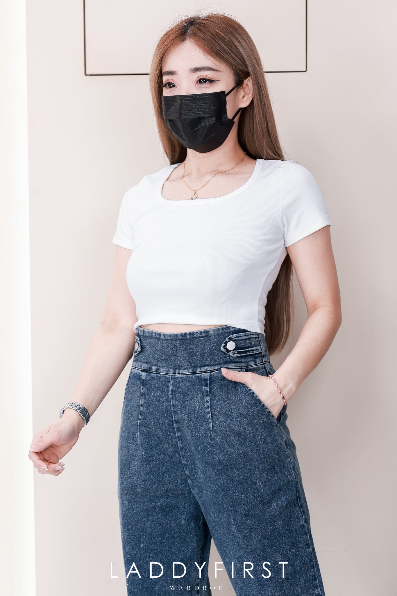 【L6754】高品质COTTON JEANS牛仔弹力老爹百搭九分长裤❤️❤️