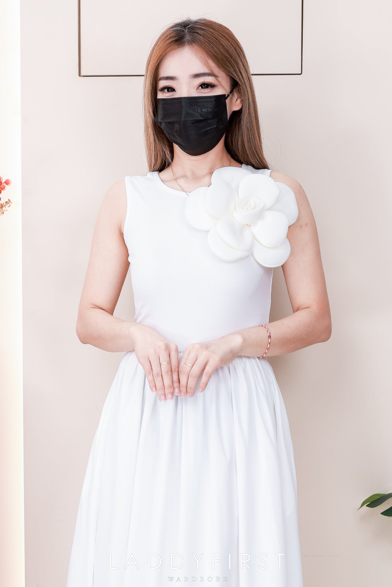 【D323020】高品质仙气韩系大气立体大花螺纹弹力拼接雪纺连身长裙 ❤❤【A-R2-C4】