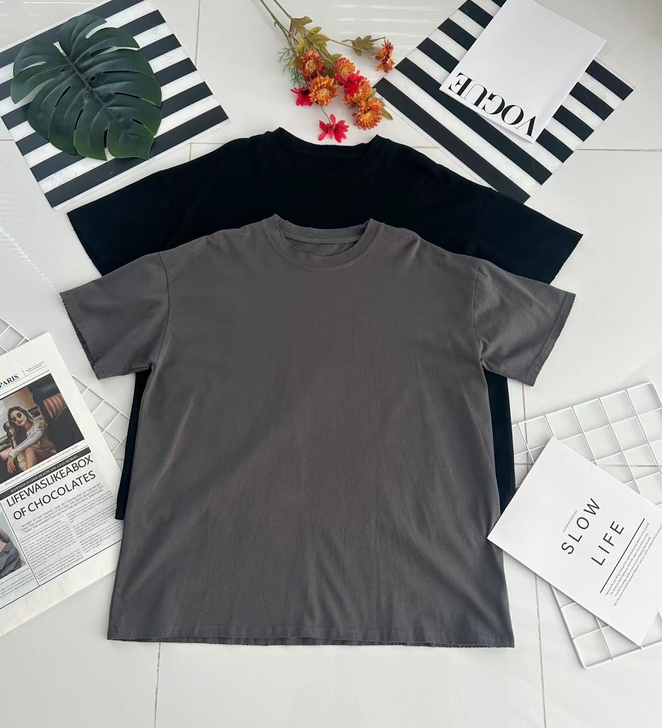 【O302051】韩版宽松圆领短袖纯棉OVERSIZE TEE【A-RU3】