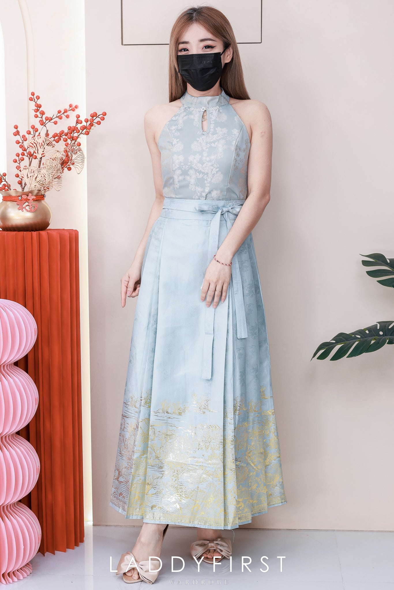 【L2650】高品质新中式国风织金沙腰间自编蝴蝶结设计百褶马面长裙 ❤️❤️