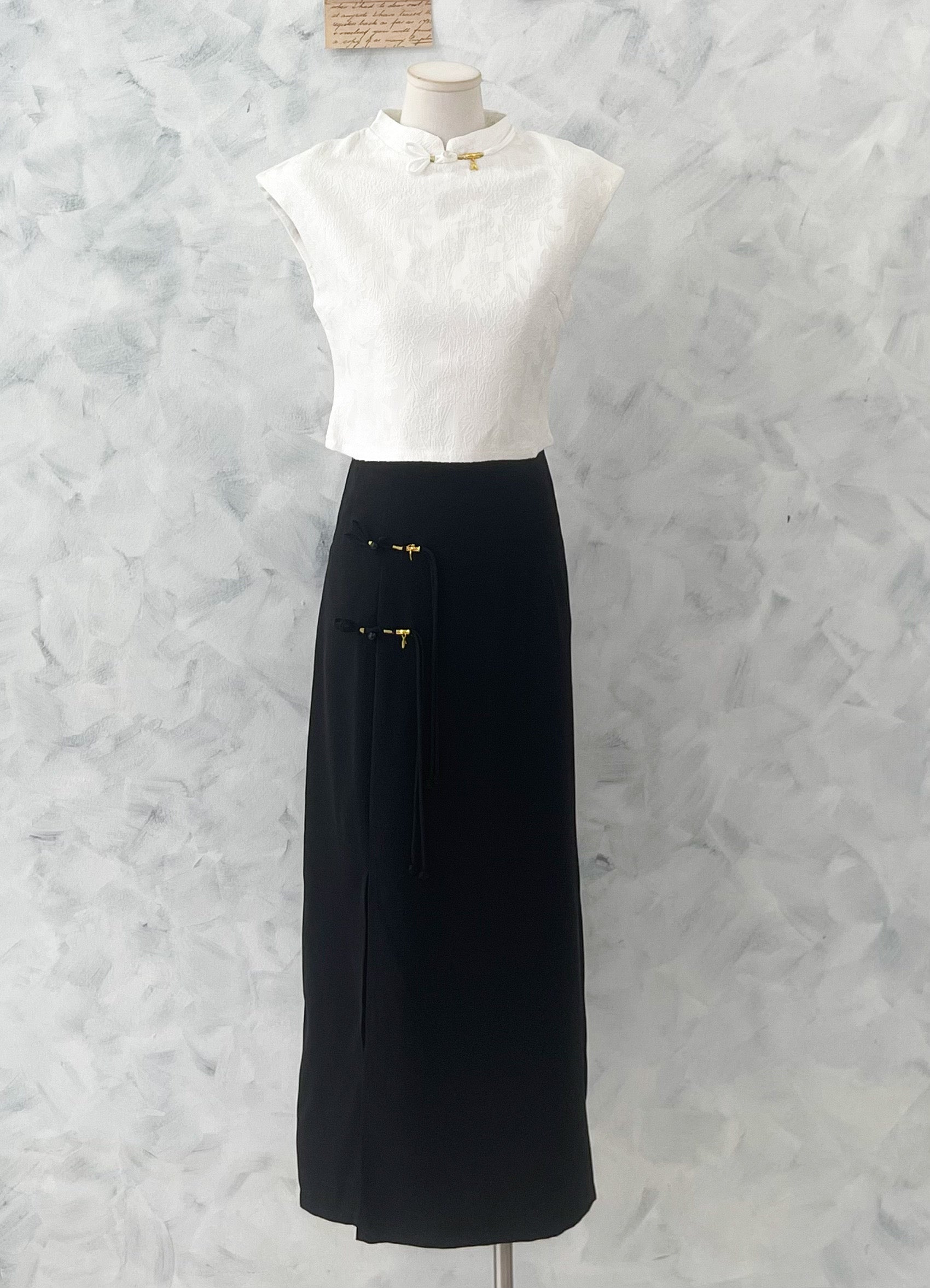 【SS6930】高品质两件式新中式旗袍套装 旗袍提花上衣➕侧边开叉设计西装高腰百搭长裙 ❤️❤️