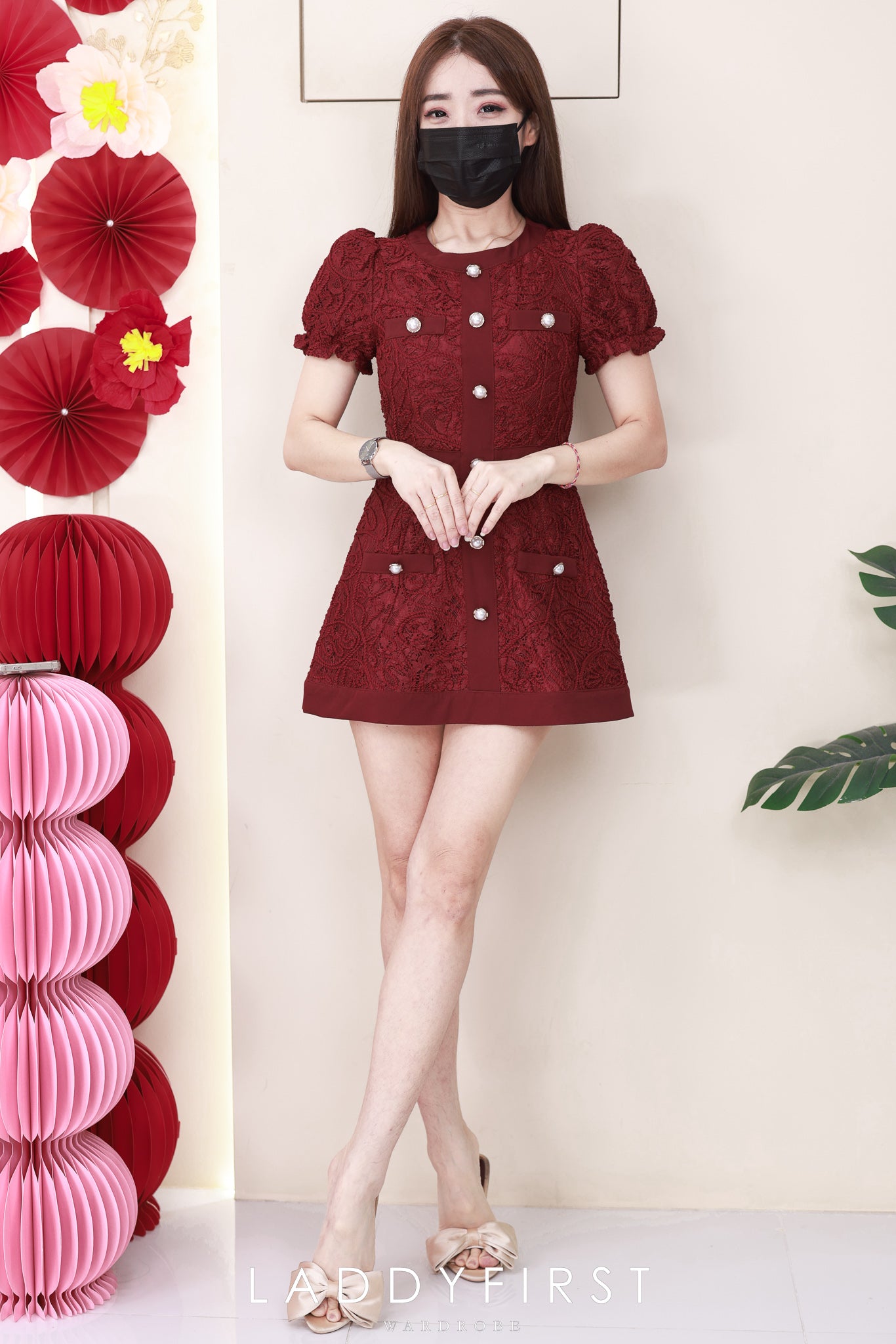 【D3503】🌸 LFW独家小圆饼 🌸  高品质高端精致名媛轻奢水溶蕾丝身上裙子，内层有里布短裤 ❤️❤️【F-R1-C1】