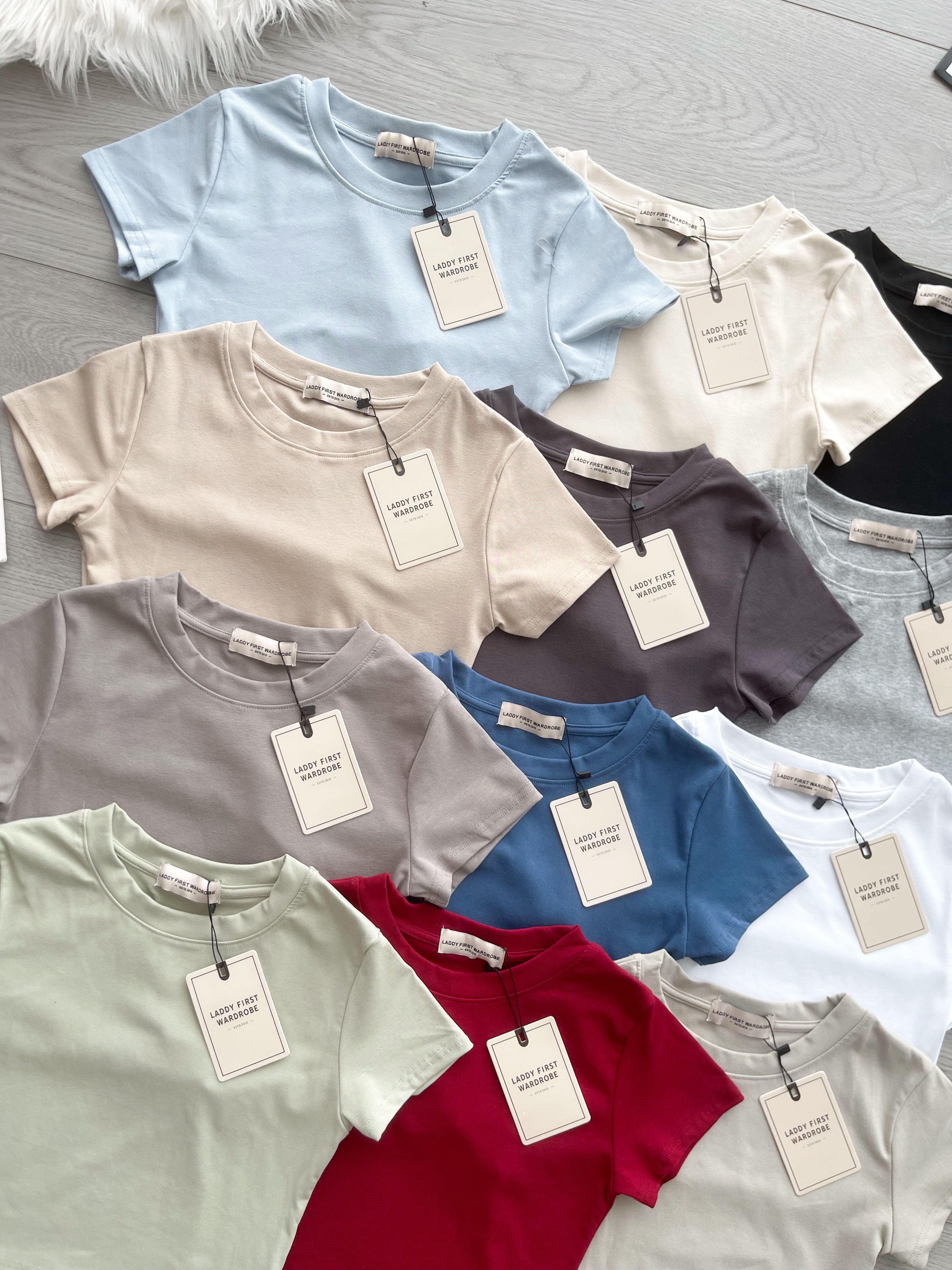 【T979】* 独家高腰T版型 * 高品质纯棉弹力圆领短袖日常简约百搭上衣 ❤❤