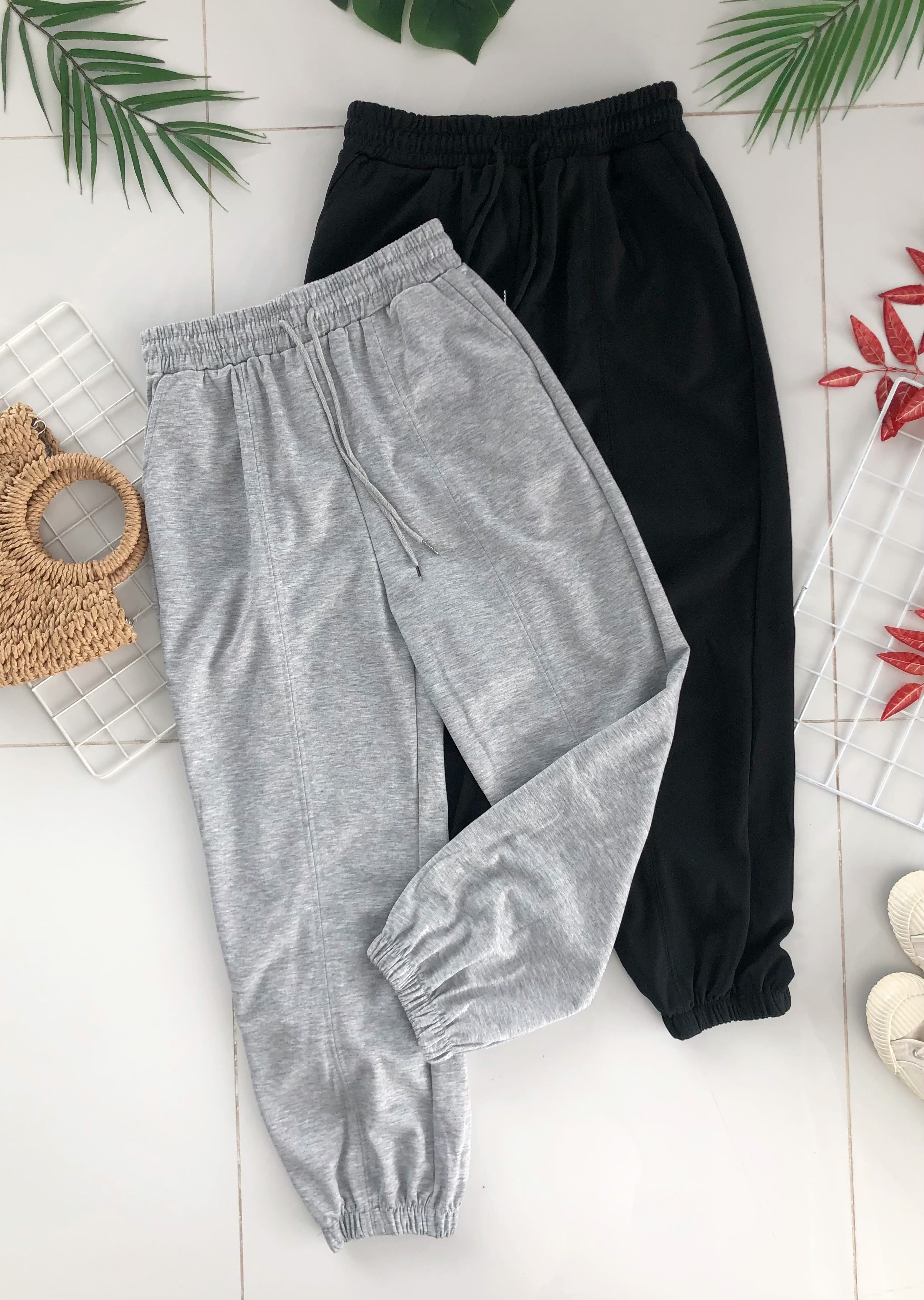 【L8817】高品质卫衣棉质松紧腰弹力休闲百搭运动长裤，有口袋 ❤❤ 【A-R1-C1】