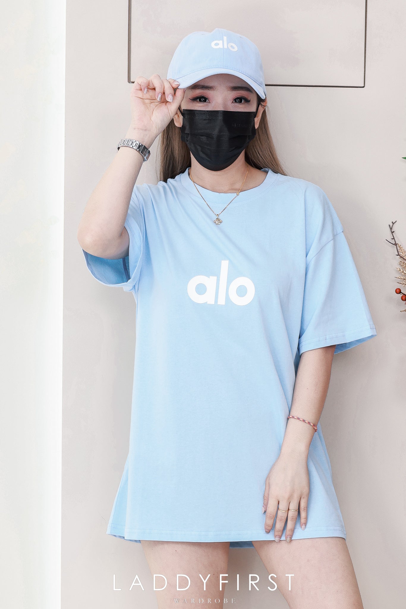 【O9966】高品质男女同款圆领短袖ALO立体Oversized 休闲上衣➕帽子 ❤❤