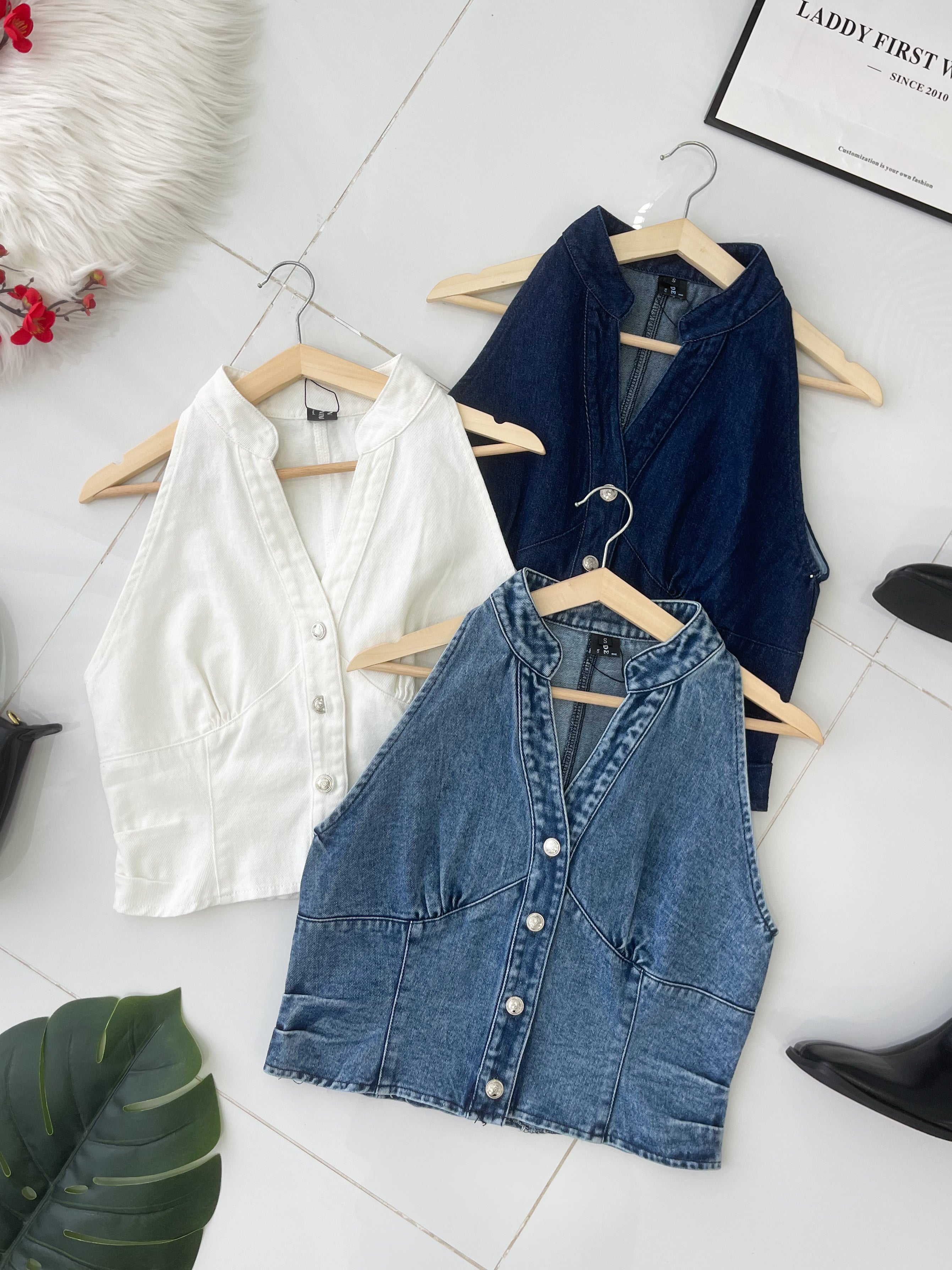 【T6900】高品质欧美御姐风挂脖显锁骨削肩牛仔上衣 ❤❤