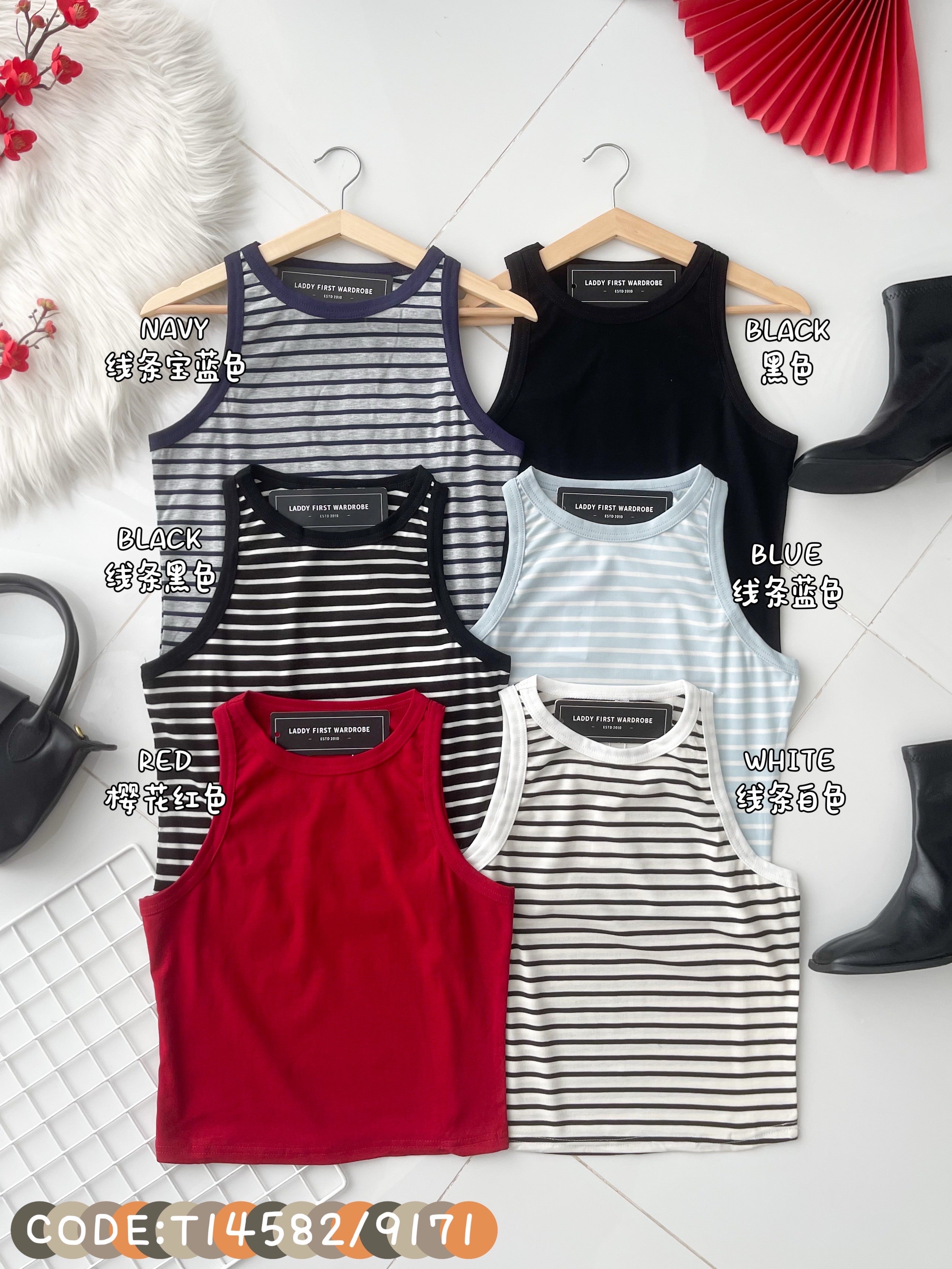 【T14582 / 9171】高品质纯棉弹力无袖百搭上衣 ❤️❤️