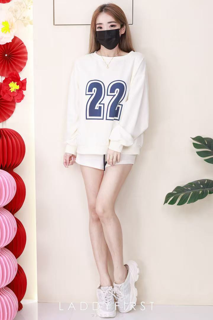 【SS5069】高品质两件式22号印图卫衣棉简约休闲百搭套装 宽松长袖上衣➕松紧腰弹力休闲短裤，有口袋 ❤️❤️ 【C-R1-C6】