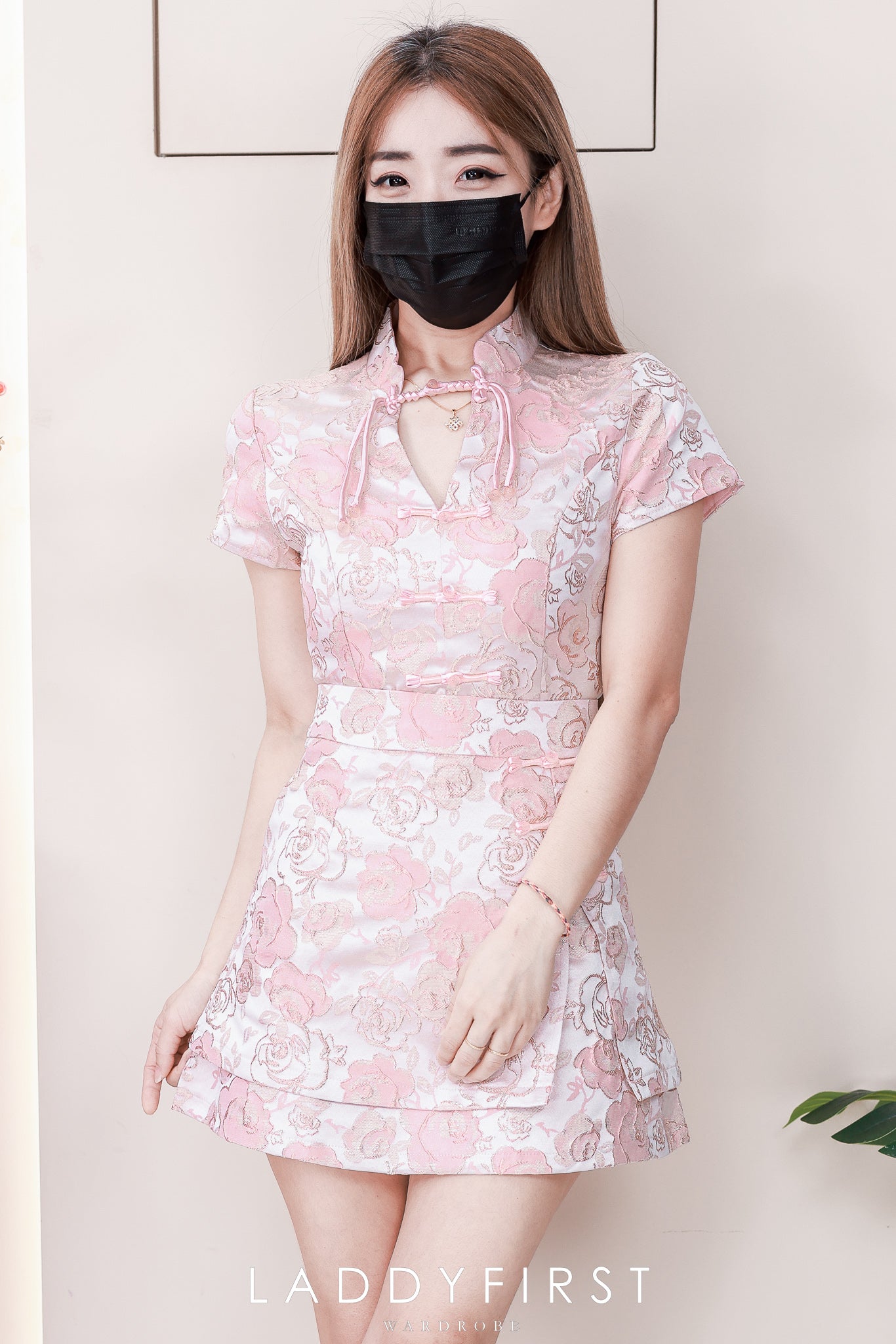 【SS6875】高品质两件式高档气质花开富贵新中式提花旗袍套装 短袖提花旗袍上衣➕提花旗袍高腰裙子，内层有里布短裤 ❤️❤️【A-R1-C4】