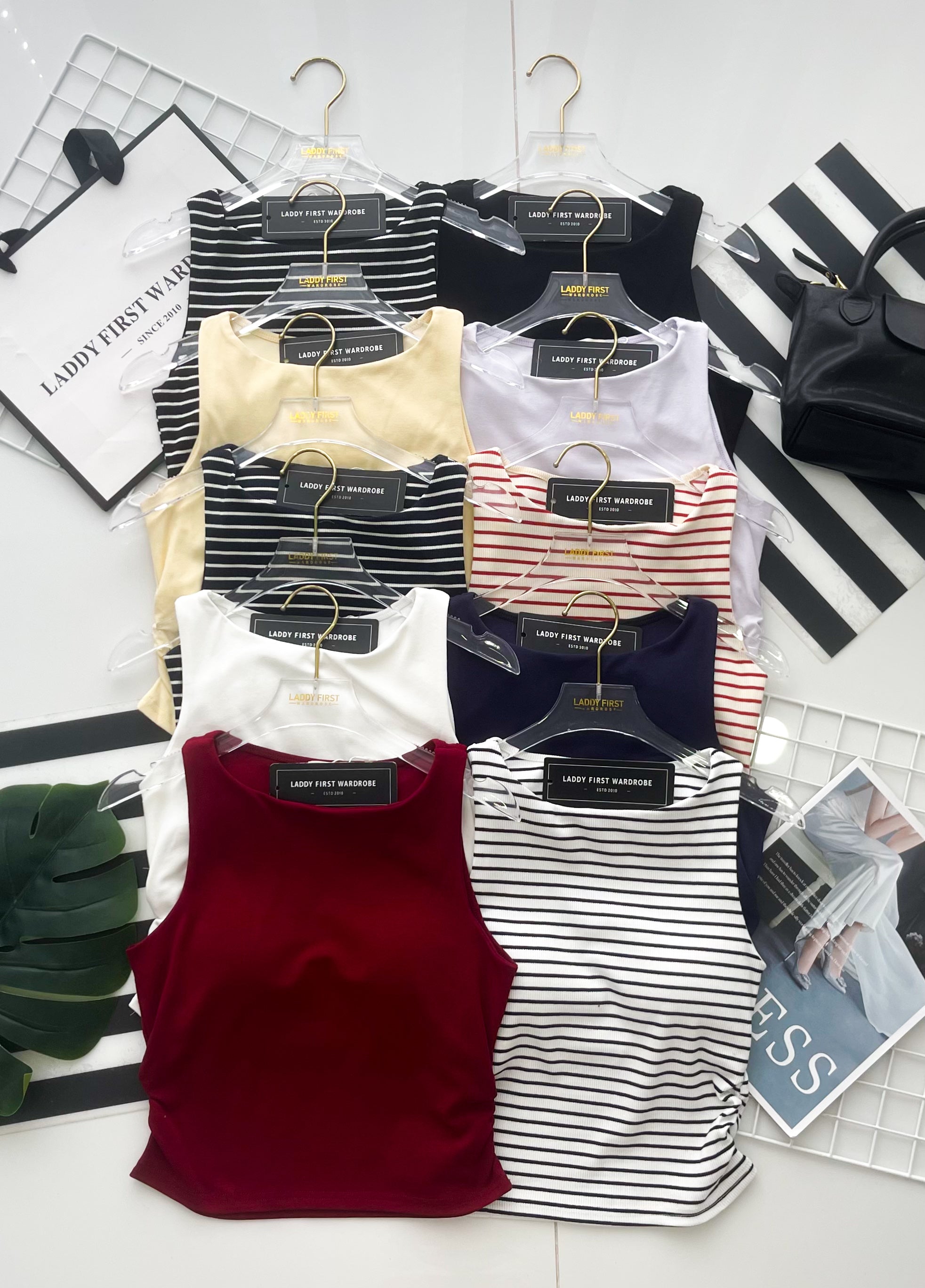 【T82928】高品质螺纹/纯棉弹力带胸垫无袖百搭背心上衣 ❤️❤️