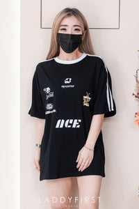 【O9546】高品质宽松休闲拼色OVERSIZE TEE ❤️【H】
