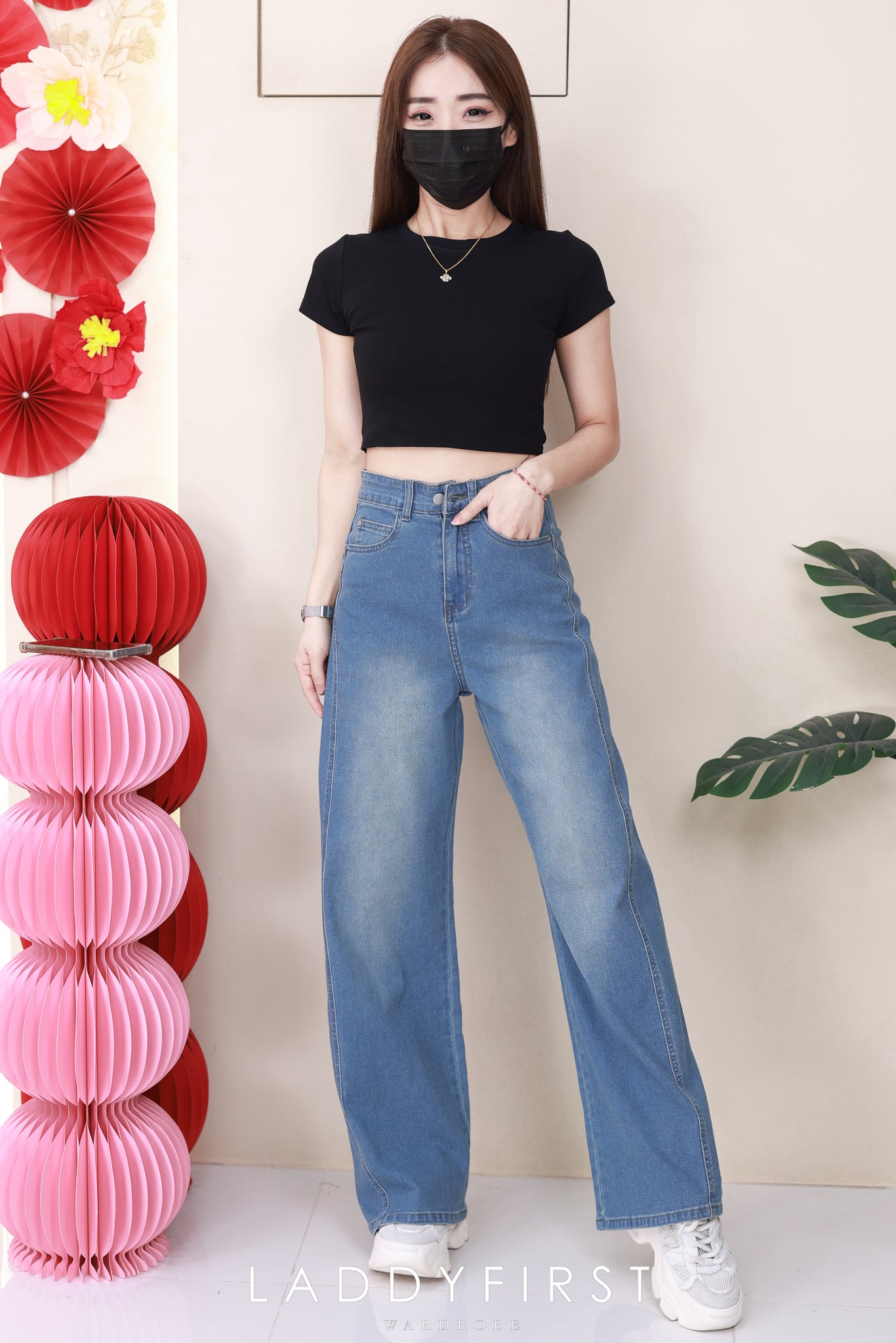 【L574163】高品质COTTON JEANS气质直筒阔脚牛仔百搭长裤，有口袋 ❤️❤️ 【A-R1-C1】
