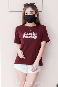 【T8055】高品质纯棉弹力圆领短袖毛绒刺绣字母日常简约休闲百搭上衣 ❤❤ 【A-R2-C6】