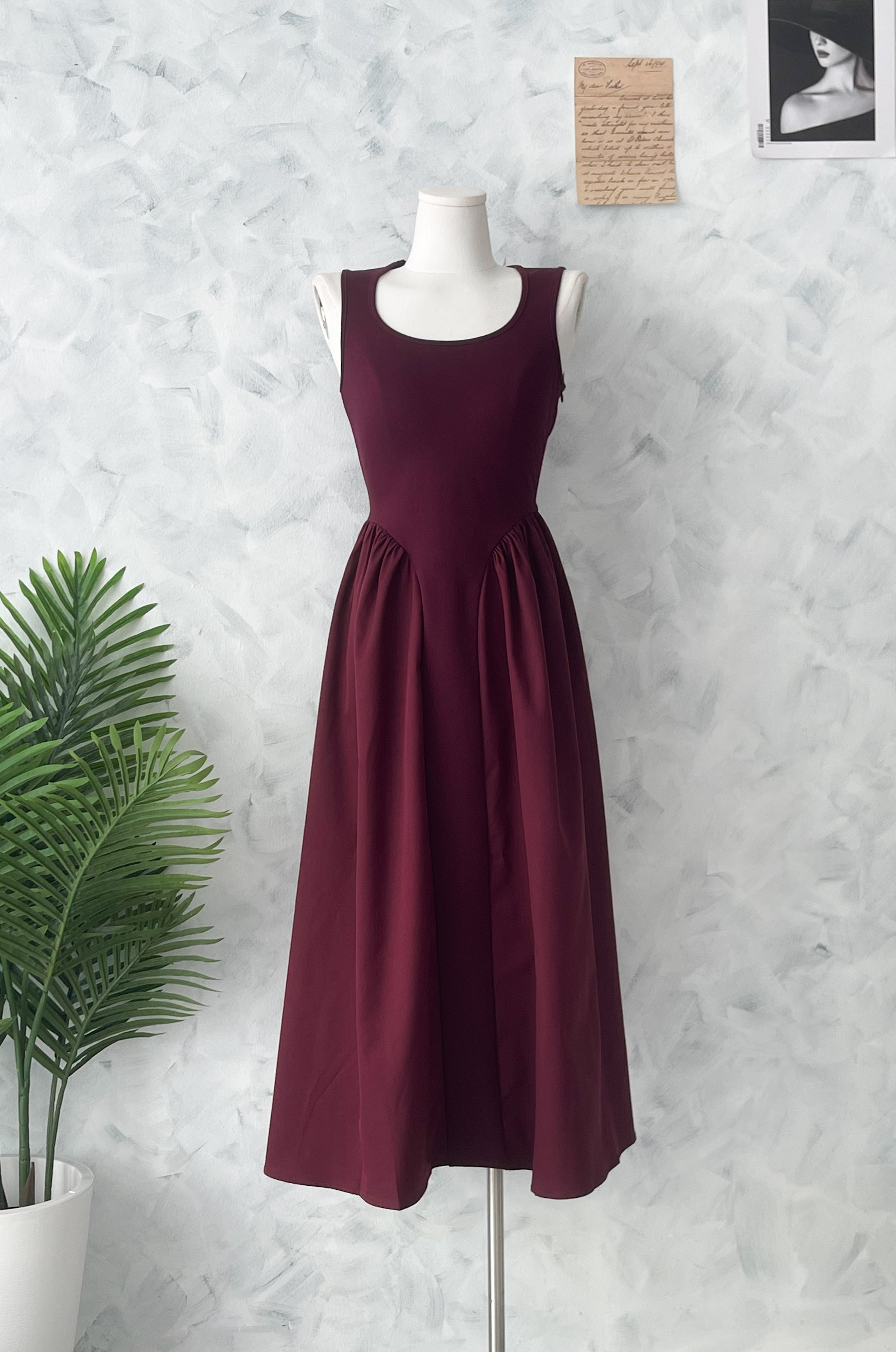 【D111037】高品质罗马弹力上衣拼接西装无袖连身长裙 ❤❤【B-R1-C2】