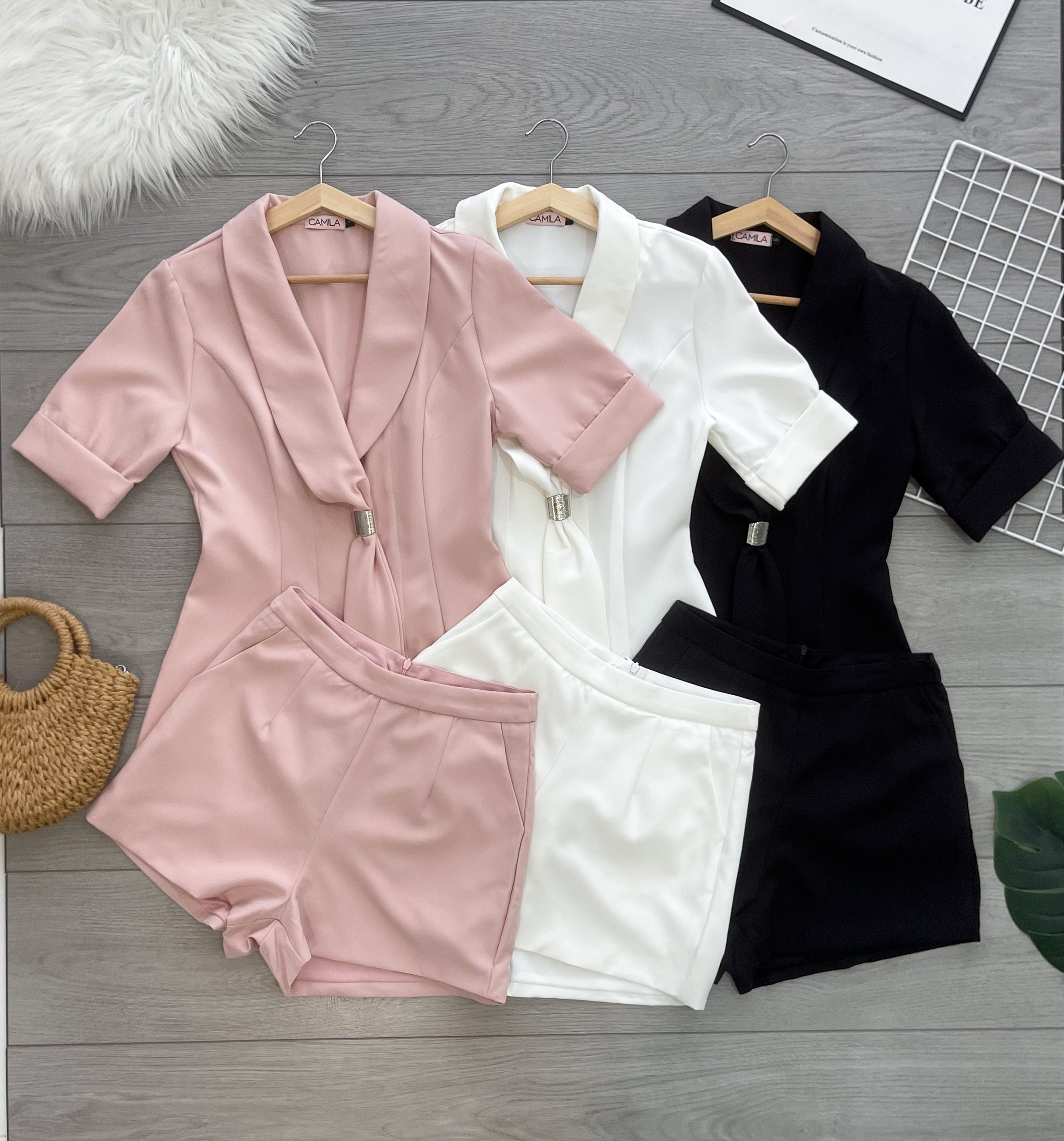 【SS21804 / 91311】【补厂家现货⚡️⚡️】高品质两件式气质御姐风西装时尚套装 收腰西装连衣裙/外套➕西装高腰百搭短裤，有口袋 ❤️❤️